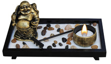 Load image into Gallery viewer, Zen Garden Deluxe Desk Meditation Garden Wu Lou Zen Statue Includes, Tea Light Holder, Sand, Rocks, And Rake (Candle Not Included)